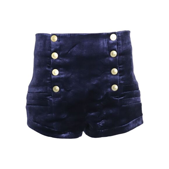 Pierre Balmain Military Blazer and Shorts Set in Blue Velvet - Picture 6 of 12